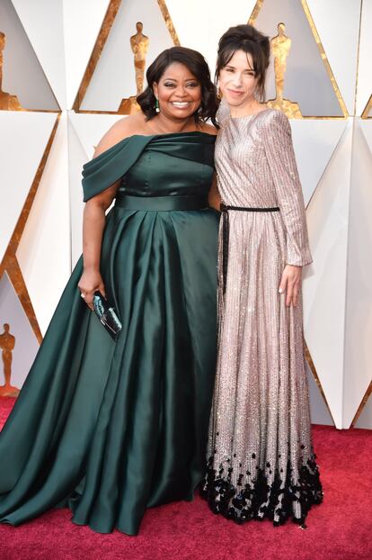 As atrizes de 'A Forma da Água' Octavia Spencer (à esq.) and Sally Hawkins.