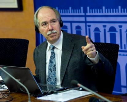 El Premio Nobel de Física 1999 Gerard 't Hooft en la Fundación BBVA, en Madrid.