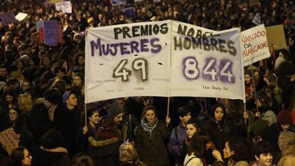 Mujeres se manifiestan en Madrid contra la desigualdad de género, el pasado 8 de marzo, Día Internacional de las Mujeres.