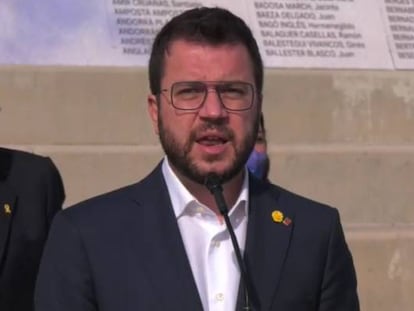 El vicepresidente de la Generalitat en funciones y candidato de ERC a la Presidencia, Pere Aragonès, en un acto de campaña.