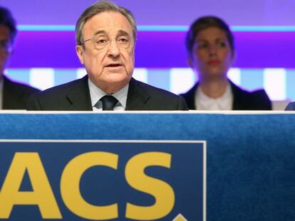 Florentino Perz, presidente de ACS, durante una junta de accionistas