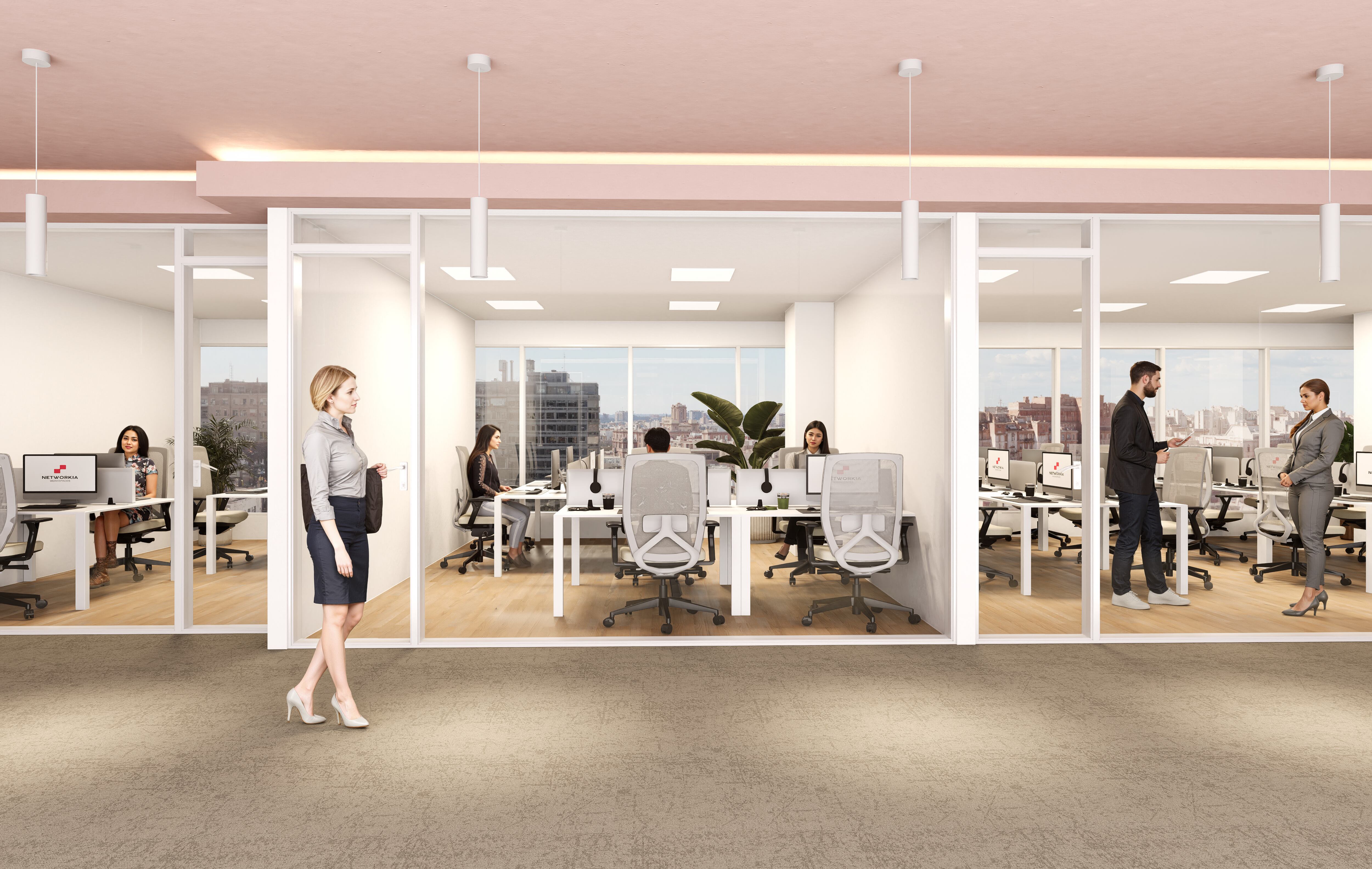 Recreación de los despachos del último activo de Networkia en la Plaza de Castilla de Madrid, que abre sus puertas el 1 de noviembre