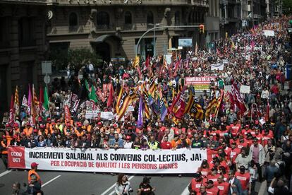 Manifestacion sindical en Barcelona del 1 de mayo.