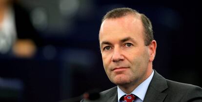 FILE PHOTO: Manfred Weber, Chairman of the European People Party group (EPP) looks on, at the European Parliament in Strasbourg