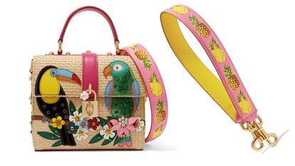 Dolce & Gabbana comercializa varias correas intercambiables para personalizar sus bolsos. Esta con estampado tropical cuesta 295 euros.