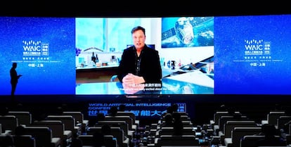 Elon Musk, en vídeo en la inauguración de la World Artificial Intelligence Conference (WAIC) de Shanghái (China), el 9 de julio pasado.