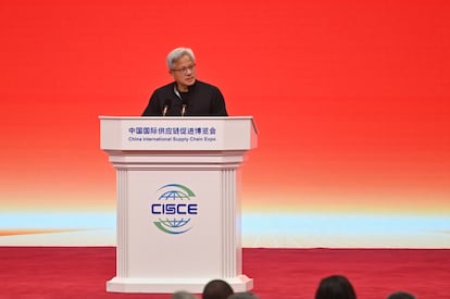 El consejero delegado de Nvidia, Jensen Huang, en un acto reciente en China.