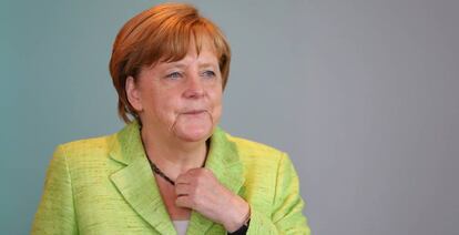 La canciller alemana, Angela Merkel, ayer en Berl&iacute;n.