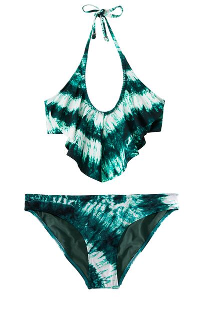 Bikini en tie-dye de tonalidades verdes, de H&M (14,95 euros el pecho y 4,95 euros la braguita).