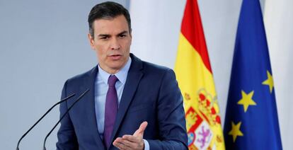 El presidente del Gobierno, Pedro Sanchez, en la rueda de prensa posterior al Consejo de Ministros. 