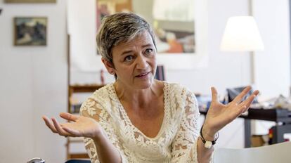 Margrethe Vestager, comisaria europea de Competencia, este jueves en Bruselas.