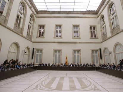 La reuni&oacute;n de este viernes en el Parlament. 