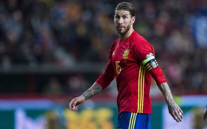 Sergio Ramos durante el Espa&ntilde;a-Israel. 