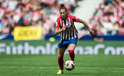 Jenni Hermoso, durante el partido de Liga disputado en marzo entre el Atlético y el Barça.