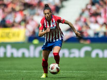 Jenni Hermoso, durante el partido de Liga disputado en marzo entre el Atlético y el Barça.