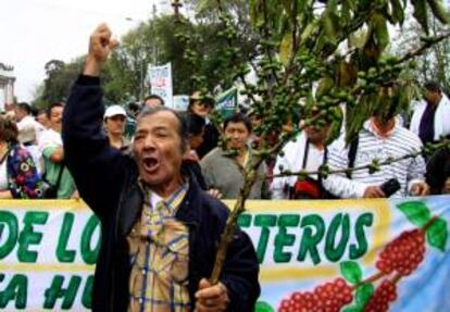 el coordinador del Movimiento por la Defensa y la Dignidad de los Cafeteros de Colombia, Óscar Gutiérrez, señaló que en varias oportunidades le han hecho saber al Gobierno que los cafeteros buscan que la carga del grano sea pagada a un precio justo, de por lo menos 850.000 pesos (unos 470 dólares). EFE/Archivo