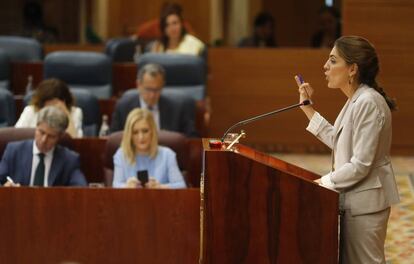 Lorena Ruiz- Huerta, durante su intervención en la Asamblea.