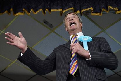 Nigel Farage en un acto de campaña para las elecciones europeas, el lunes 13 de mayo en Pontefract. 
