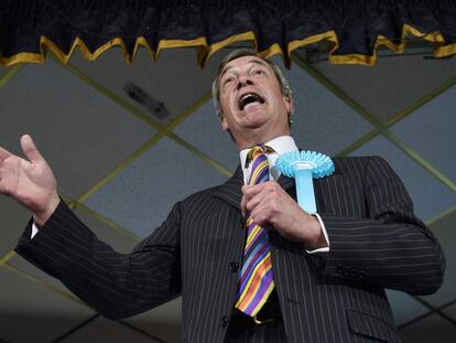 Nigel Farage en un acto de campaña para las elecciones europeas, el lunes 13 de mayo en Pontefract. 
