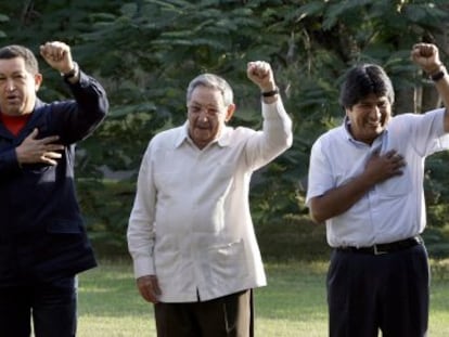 Los presidentes de Nicaragua, Venezuela, Cuba y Bolivia durante una cumbre de la Alianza Bolivariana para las Am&eacute;ricas celebrada en La Habana en 2009. 