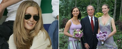 De izquierda a derecha, Marta Ortega Pérez; Michael Bloomberg con sus hijas Georgina, a la izquierda, y Emma.