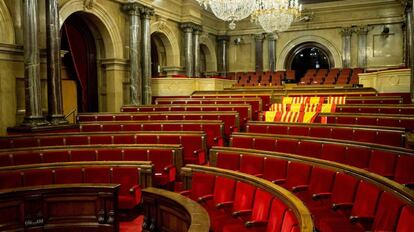 L'hemicicle després que s'aprovés la declaració d'independència al ple del Parlament.