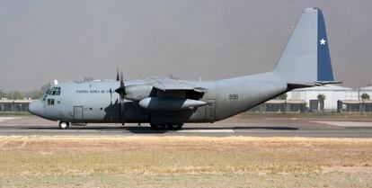 Un avión C-130 Hércules de la Fuerza Aérea de Chile.