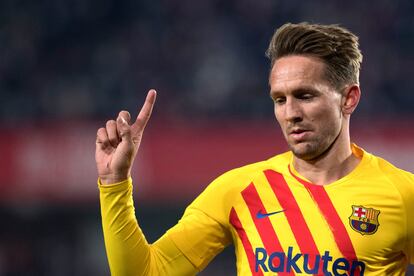 Luuk de Jong, durante un partido del Barcelona.