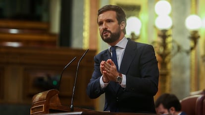 Popular Party leader Pablo Casado addressing Congress on Thursday.