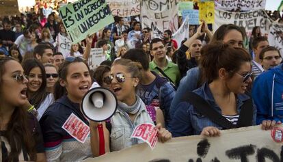 Protesta estudiantil contra la reforma educativa en Sevilla.