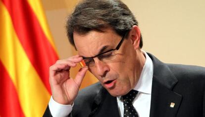  El presidente catal&aacute;n, Artur Mas, ayer en el Palau de la Generalitat.