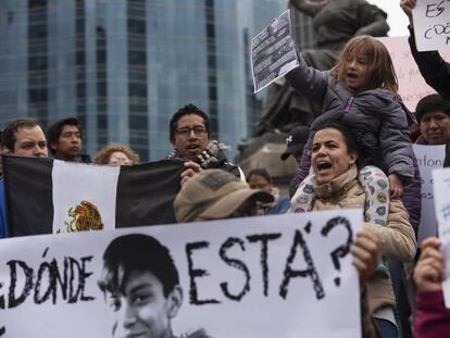 Protesta por la desaparición de Marco Sánchez Flores.