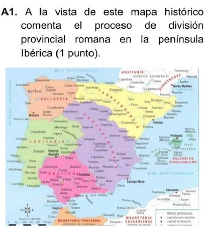 Pregunta de un modelo de examen de la PAU de 2025 en Murcia.