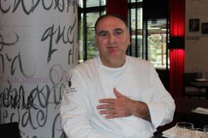El cocinero español José Andrés durante una entrevista con EFE en su restaurante The Bazaar en Miami, Florida (EE.UU.). EFE/Archivo