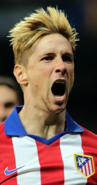 Torres celebra uno de sus goles en el Bernabéu