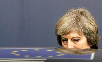 Theresa May tras una cumbre de la Unión Europea en Bruselas