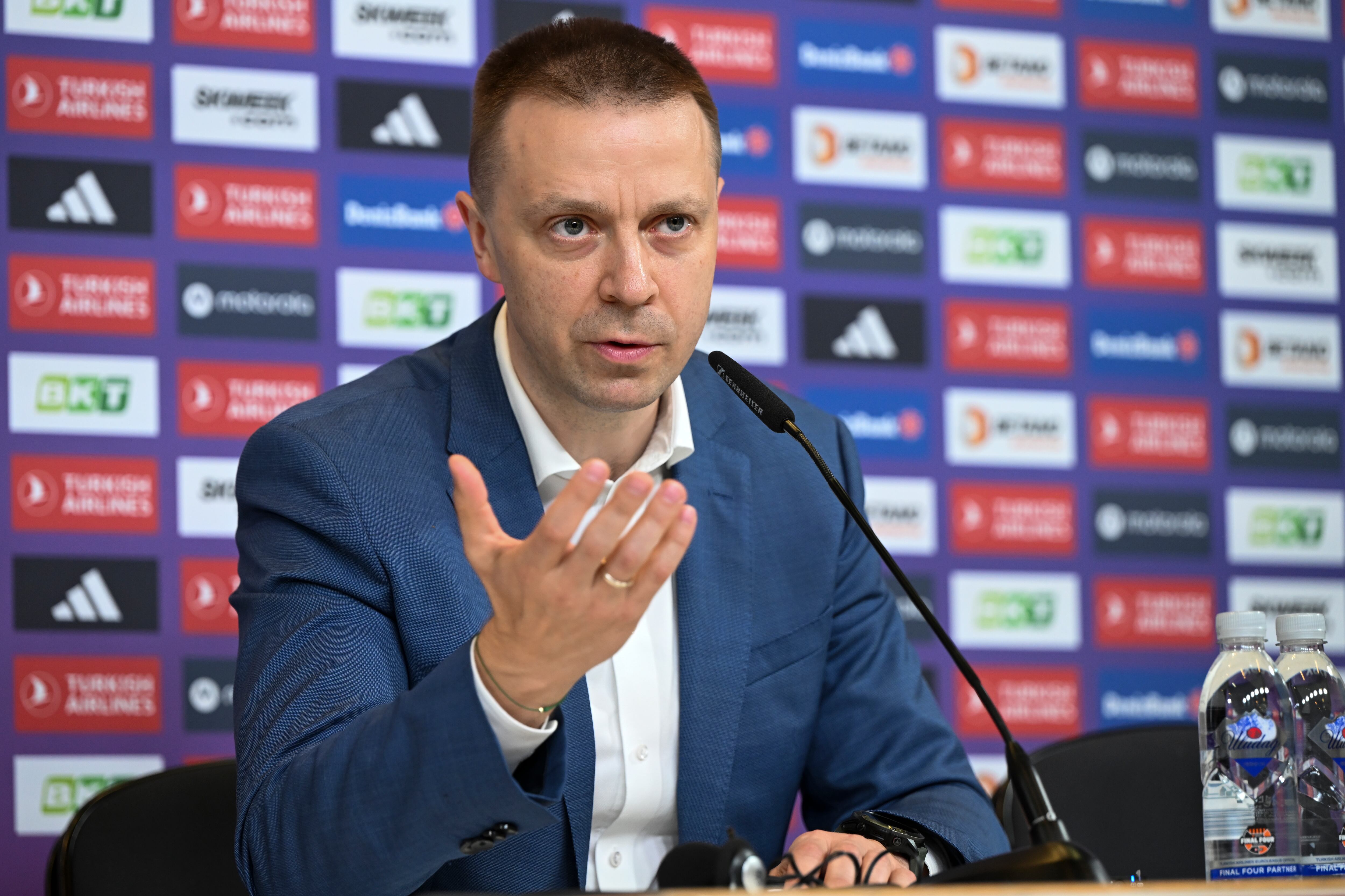 Paulius Motiejunas, en una rueda de prensa en Berlín en 2024.