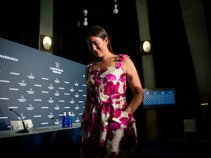 Garbiñe Muguruza, este sábado en el Palacio de Cibeles de Madrid.