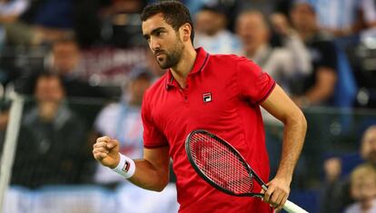 Cilic festeja un punto ante Delbonis.