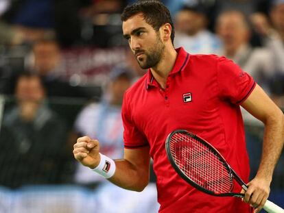 Cilic festeja un punto ante Delbonis.