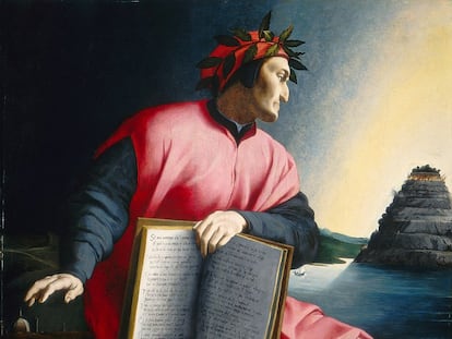 Dante con la 'Divina Comedia' en una pintura del siglo XVI de autor florentino desconocido exhibida en la Galería Nacional de Arte de Washington.