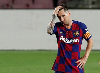 Messi, durante el partido ante el Atlético de Madrid en el Camp Nou.