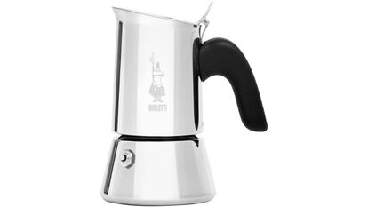 Cafetera Bialetti del modelo New Venus, en color plateado.