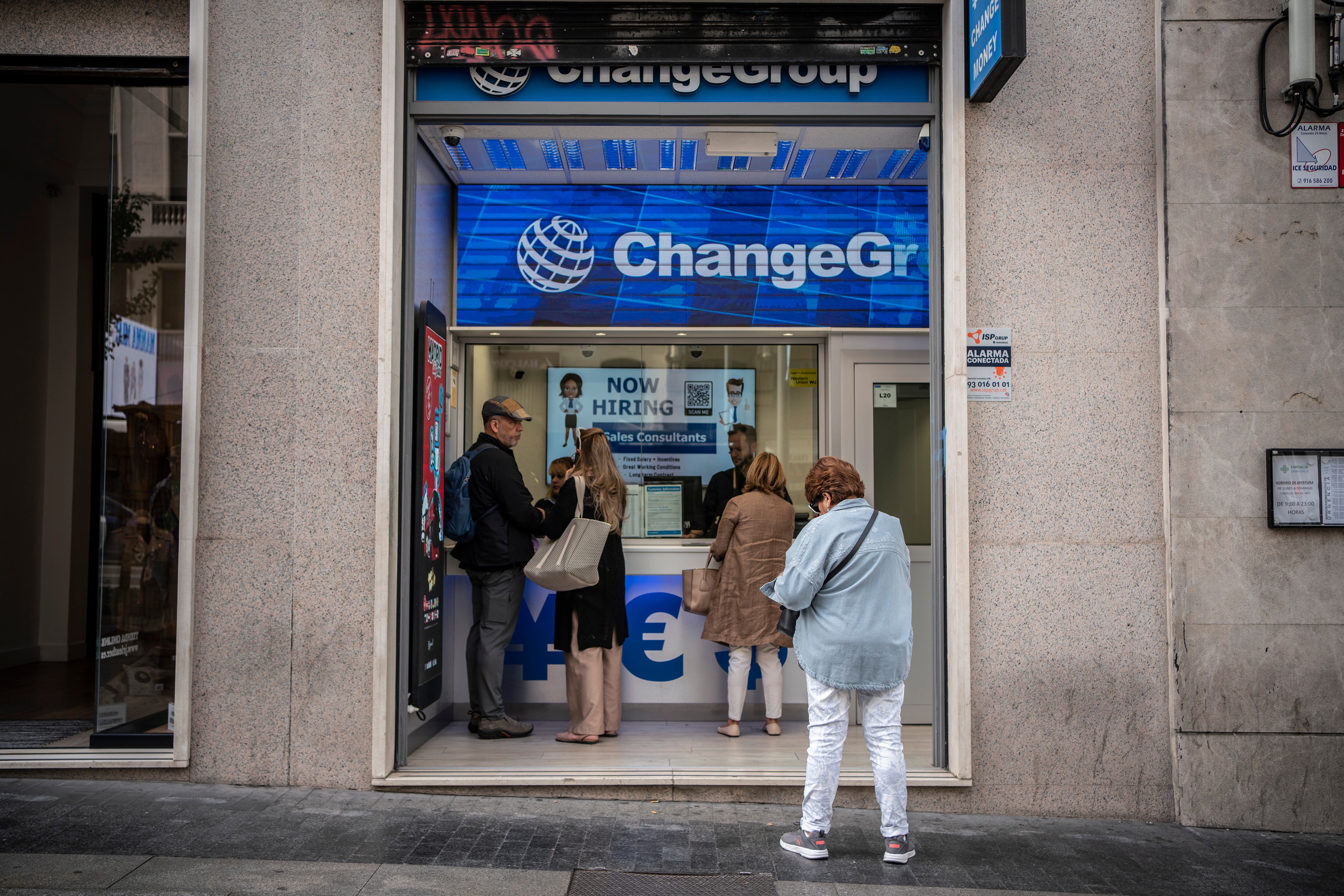 Una sucursal de cambio de divisas en Gran Vía (Madrid). 