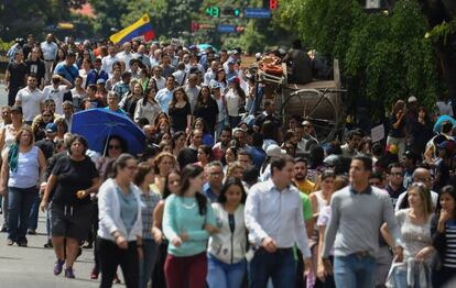 Manifestación de opositores en Caracas, este miércoles.