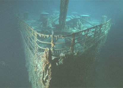 Estado en el que se encuentra el auténtico <i>Titanic,</i> tal y como aparece en el documental de James Cameron.
