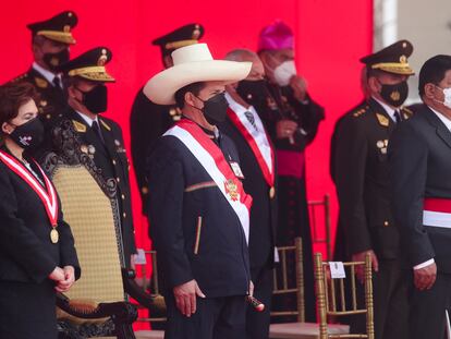 El presidente de Perú, Pedro Castillo, en una ceremia de las fuerzas armadas, el 24 de septiembre, en Lima