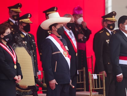 El presidente de Perú, Pedro Castillo, en una ceremia de las fuerzas armadas, el 24 de septiembre, en Lima