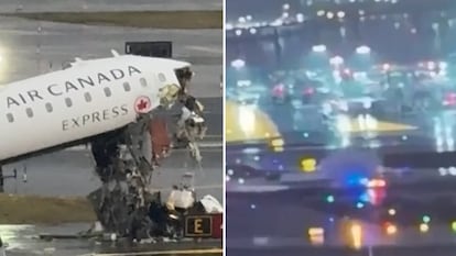Las cámaras de seguridad captan la colisión entre un avión y un camión de bomberos en el aeropuerto de LaGuardia, en Nueva York