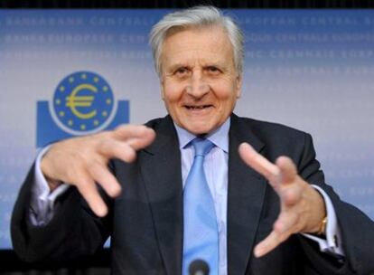 Jean-Claude Trichet durante la conferencia de prensa, ayer en Francfort.